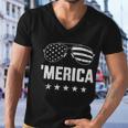 Funny Merica With Sunglasses And Flag For 4Th Of July Men V-Neck Tshirt