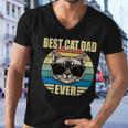 Funny Vintage Cat Daddy Tee Fathers Day Best Cat Dad Ever Men V-Neck Tshirt