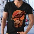 Halloween Cool Raven Crow Skull And Moon Men V-Neck Tshirt