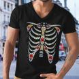 Halloween Day Of Dead Skeleton Flowers Decorated Men V-Neck Tshirt