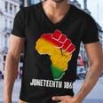 Juneteenth 1865 Africa Map Fist Tshirt Men V-Neck Tshirt