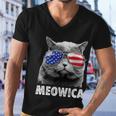 Meowica Cat 4Th Of July Merica Men Women Usa American Flag Men V-Neck Tshirt