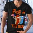 Party In The Usa Hot Dog Love Usa Funny Fourth Of July Men V-Neck Tshirt