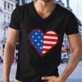 Patriotic American Flag Heart For 4Th Of July Girl Men V-Neck Tshirt