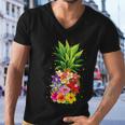 Pineapple Flowers Aloha Hawaii Vintage Hawaiian Floral Women Men V-Neck Tshirt