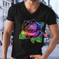 Rainbow Galaxy Floral Rose Men V-Neck Tshirt