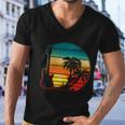 Retro Vintage Guitar Sunset Sunrise Island Men V-Neck Tshirt