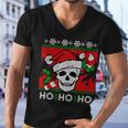 Santa Skull Candy Cane Ugly Christmas Sweater T-Shirt Graphic Design Printed Casual Daily Basic Men V-Neck Tshirt