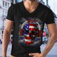 Skull Headphone Usa Flag 4Th Of July Men V-Neck Tshirt