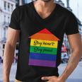 Stay Home Stay Proud Lgbt Gay Pride Lesbian Bisexual Ally Quote Men V-Neck Tshirt