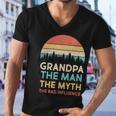 Vintage Grandpa Man Myth The Bad Influence Tshirt Men V-Neck Tshirt