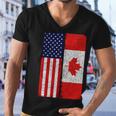 Vintage Usa Canadian Flag Men V-Neck Tshirt