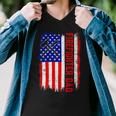 Firefighter Retro American Flag Firefighter Dad Jobs Fathers Day Men V-Neck Tshirt