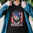 Abraham Lincoln 4Th Of July Merica Men Women American Flag Men V-Neck Tshirt