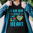 Autism I Am His Voice He Is My Heart Tshirt Men V-Neck Tshirt