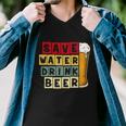 Beer Save Water Drink Beer Vintage Retro Funny Drinking Men V-Neck Tshirt