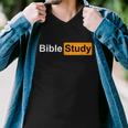 Bible Study Hub Logo Funny Sarcastic Adult Humor Men V-Neck Tshirt