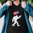 Bigfoot With American Flag Funny 4Th Of July Meaningful Gift Men V-Neck Tshirt