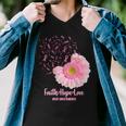 Breast Cancer Awareness Flowers Ribbons Men V-Neck Tshirt