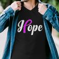 Breast Cancer Hope Ribbon Tribute Logo Men V-Neck Tshirt