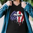 Cute Dripping Lips 4Th Of July Usa Flag Graphic Plus Size Men V-Neck Tshirt