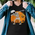 Dabbing Skeleton Funny Halloween Pumpkin Skeleton Men V-Neck Tshirt