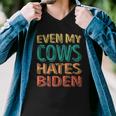 Even My Cows Hates Biden Funny Anti Biden Cow Farmers Men V-Neck Tshirt