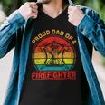 Firefighter Vintage Retro Proud Dad Of A Firefighter Fireman Fathers Day V3 Men V-Neck Tshirt