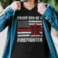 Firefighter Vintage Usa Flag Proud Dad Of A Firefighter Fathers Day Men V-Neck Tshirt