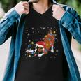 Funny Boxer Santa Hat Christmas Lights Xmas Dog Lover Owner Gift Men V-Neck Tshirt