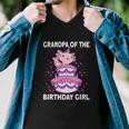 Funny Grandpa Of The Birthday Axolotl Bday Men V-Neck Tshirt