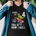 Funny KidsRex Dinosaur Monster Truck Gift 4Th Birthday Boys And Girls Gift Men V-Neck Tshirt