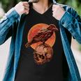 Halloween Cool Raven Crow Skull And Moon Men V-Neck Tshirt