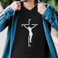 Jesus On Cross Funny Christian Men V-Neck Tshirt