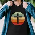 Jesus Retro Cross Christ God Faith Religious Funny Christian Men V-Neck Tshirt