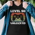 Level 50 Unlocked Funny Video Gamer 50Th Birthday Men V-Neck Tshirt