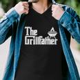 Mens The Grillfather Funny Grilling Grill Father Dad Grandpa Bbq Men V-Neck Tshirt