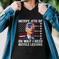 Merry 4Th Of July Biden Bike Bicycle Falls Off Anti Biden Men V-Neck Tshirt