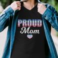 Proud Mom Bi Gender Flag Heart Mothers Day Lgbt Bigender Gift Men V-Neck Tshirt