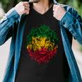 Rasta Theme With Lion Head Tshirt Men V-Neck Tshirt
