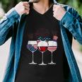 Red White And Blue Wine Glass 4Th Of July Men V-Neck Tshirt