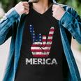 Retro Usa 4Th Of July Vintage American Flag Merica Rock Sign Men V-Neck Tshirt