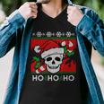 Santa Skull Candy Cane Ugly Christmas Sweater T-Shirt Graphic Design Printed Casual Daily Basic Men V-Neck Tshirt
