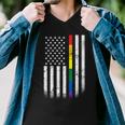 Thin Rainbow Line Lgbt Gay Pride Flag Tshirt Men V-Neck Tshirt