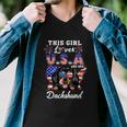 This Girl Loves Usa And Her Dog 4Th Of July Dachshund Dog Men V-Neck Tshirt