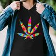 Tie Dyed Weed Symbol Men V-Neck Tshirt