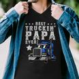 Trucker Trucking Papa Shirt Fathers Day Trucker Apparel Truck Driver Men V-Neck Tshirt