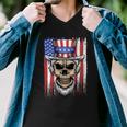 Uncle Sam Skull 4Th Of July American Flag Usa Men V-Neck Tshirt