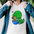 Cute Baby Dino Trex Eating Ramen Noodles Men V-Neck Tshirt