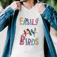 Easily Distracted By Birds Gift Funny Bird Gift Men V-Neck Tshirt